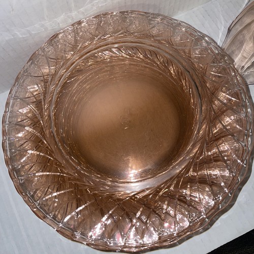 SET OF 8 RARE Depression Heisey Glass SPIRAL FLAMINGO PINK 7" Salad Plates And - Picture 7 of 7