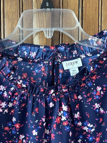 J Crew Women's Popover Shirt Boho Floral size 3X long sleeve Ruffle Collar - Picture 5 of 6