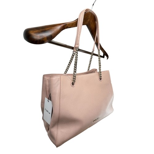 Bolso de Mano de Cuero Furla Aura Piedra Lunar Doble Superior Asajero 0400015220369 Nuevo con Etiquetas - Imagen 2 de 22