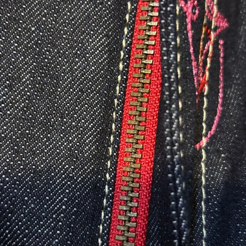 Class Player Raw Denim Wide Leg Jeans Mens 34X33 Blue Embroidered Y2K Vintage - Picture 10 of 13