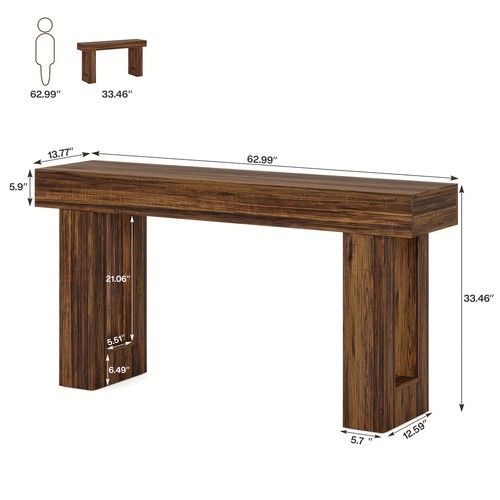 63" Farmhouse Wooden Sofa Table Behind Couch, Entryway/Hallway/Living Room - Picture 2 of 12