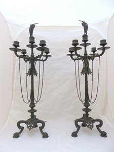19th Par De Grandes Francês Antigo Castiçal Bronze Candelabros 1830 Empire Heron Ebay