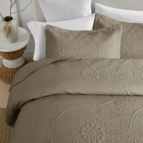 3 Piece Quilted Bedspread Queen King Size Ultra Soft Coverlet Comforter Set - Picture 75 of 219