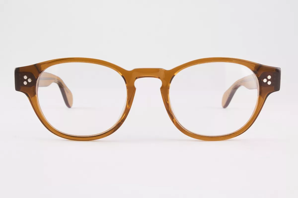 Authentic Lesca Lunetier Mod. Elvis col.Cognac 47mm Translucent Brown France