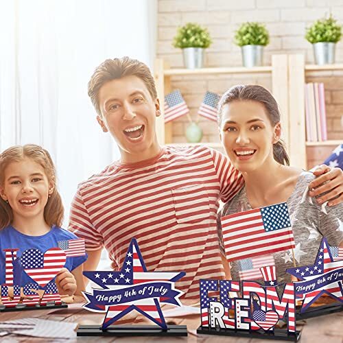 Independence Day Table Decoration Patriotic Wooden Table Centerpiece 4th of - Picture 8 of 8