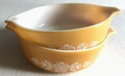 Butterfly Gold Pyrex 2 Casserole Dishes 471-B Corning N.Y. VTG 1972 17oz USA