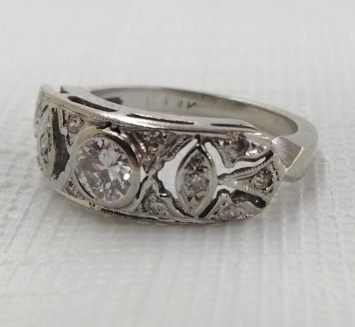VTG Antique Art Deco 14K White Gold Diamond Ring Size 4 FZ - Bild 5 von 7