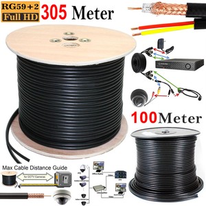 100 305m RG59+2 Shotgun 2 Core CCTV Camera Video Power Cable Reel DVR Video Coax