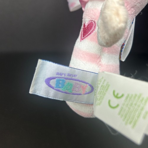 Taggies Mary Meyer Pink Baby Girl Plush Hand Rattle 6" Grabber Toy Stripes Heart - Picture 5 of 6