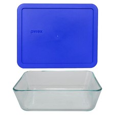 Pyrex 7212 11-Cup Glass Storage Dish w/ 7212-PC Cadet Blue Plastic Lid