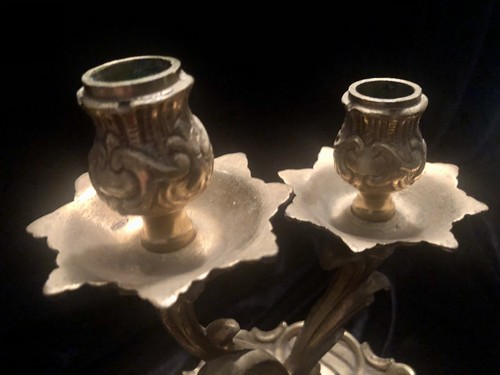 Antique Solid Brass Rococo Style “Double” Candlestick Candleholder - Picture 3 of 4