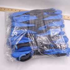 (12-Pairs) Crinkle Palm Dip Gloves Knit Wrist Latex Blue/Gray X-Large 700SLCE/XL