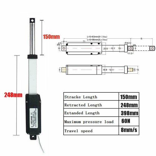 25MM 50MM 75MM 100MM 150MM Micro Mini Linearantrieb Linearmotor 12V 30N 60N Fast - Picture 22 of 23