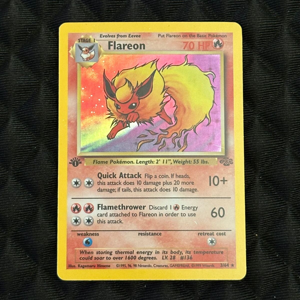 1st Edition Flareon 3/64 Jungle Rare Holo Pokemon Card | eBay