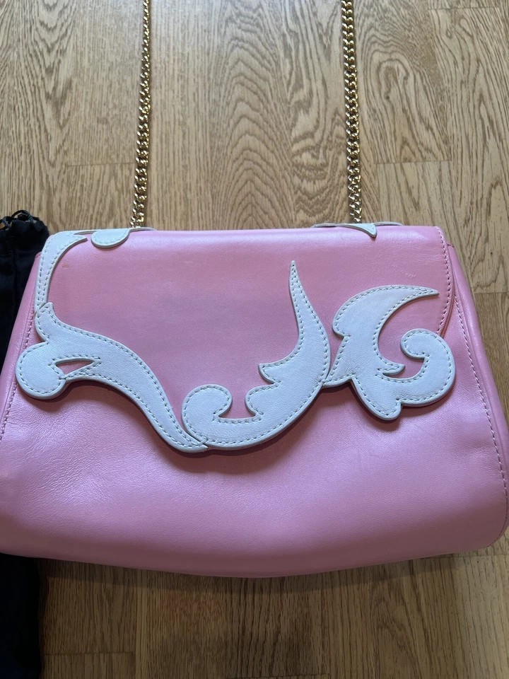 Moschino Pink And White Leather Shoulder Bag - Image 3 of 4