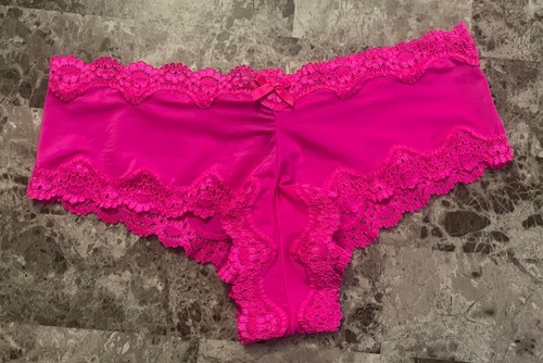 NEU MIT ETIKETT VICTORIA'S SECRET MEDIUM HELLROSA SATIN GLATTE SPITZE SELTENES FRECHES HÖSCHEN