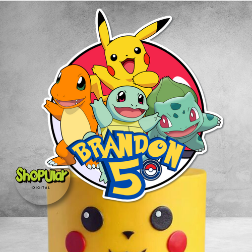 Pokemon Pikachu Personalised Cake Topper Custom Name Age Birthday Party - Picture 2 of 2