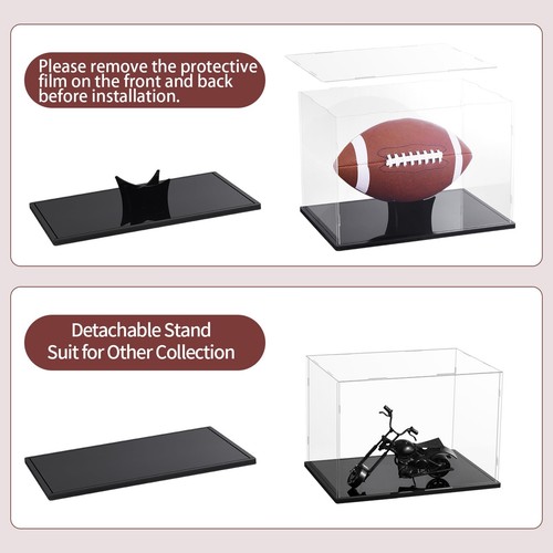 Football Display Case Full Size Acrylic Clear Box with Stand UV Protected Memo - Picture 5 of 6