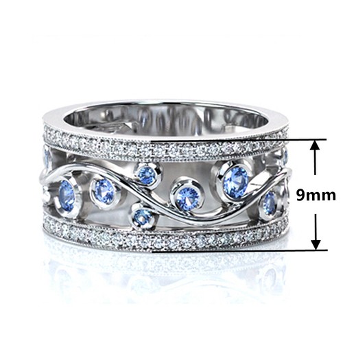 Moda Multicolor Plata 925 Anillo Lleno Mujer Circonio Circonio Joyería Regalo Talla 6-10 - Imagen 11 de 19