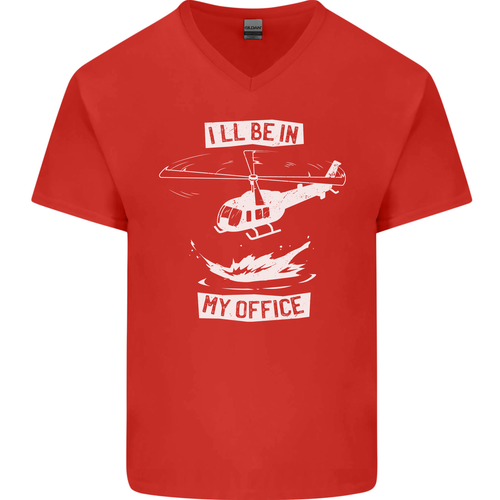 T-Shirt Helicopter Pilot Ill Be in My Office Herren V-Ausschnitt Baumwolle - Bild 3 von 11