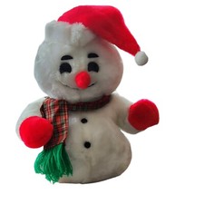 Adorable Snowman Plush 12" Stuffed Toy w/ Hat  Scarf Used as Christmas Decor