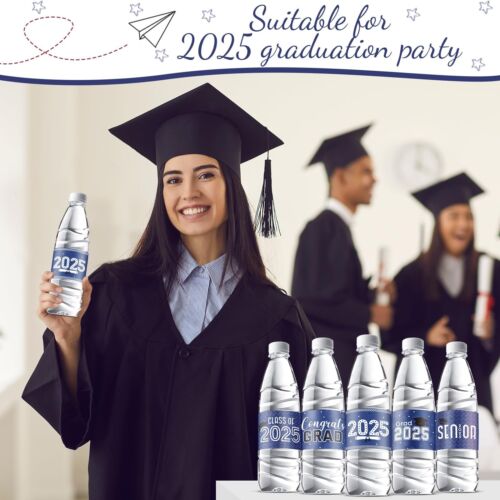 39 Pcs Graduation Water Bottle Labels 2024 Congrats Grad Stickers (Light Blue) - Picture 7 of 9