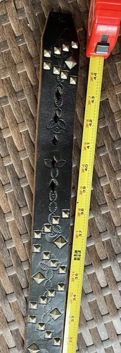 Black Aged Joed Xxl Xl Studded Belt Size 39-42. Vintage Triangle Pyramid Nyovee - Picture 11 of 14