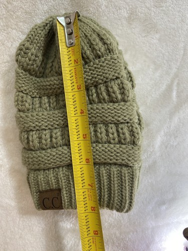 CC Exclusives Knit Beanie Hat Sage Olive Green Thick Chunky Women's Unisex - Picture 7 of 8