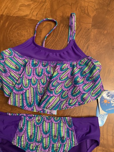 NWT-Toddler Girls Wave Zone Flounce Two Piece Bikini Swimsuit-Size 4-5 - Picture 3 of 12