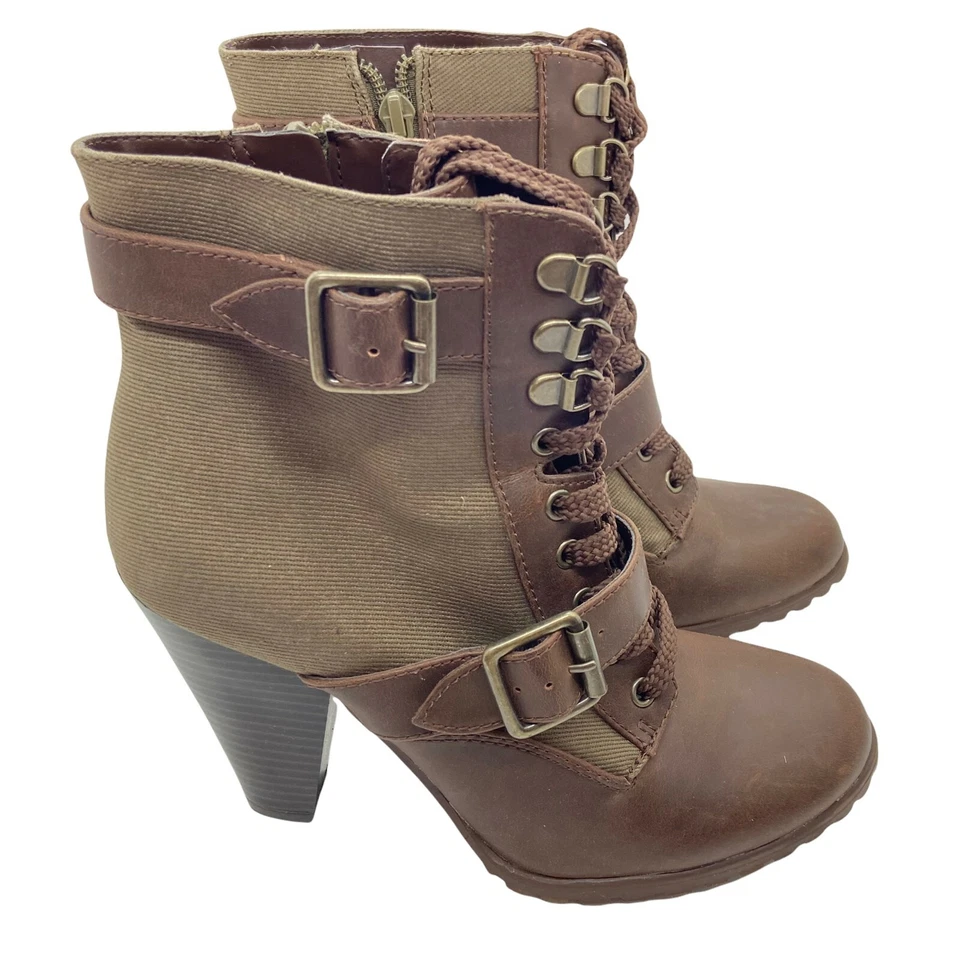 Botas Apostrophe Botines Mujer Talla 7.5 Marrón Oliva Victoriano Safari Steampunk Foto 2 de 4