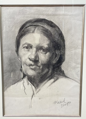 Original Sketch Of Woman By Austrian Artist Hermine Krail (1907); Custom Framed - Picture 2 of 11