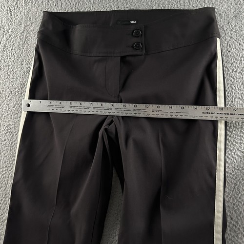 H&M Womens Pants Black Gray Size 12 Mid Rise Dress Pant Flared Polyester Blend - Picture 6 of 15