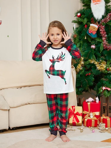 Weihnachten Familie passende Homewear Outfits Kinder Pyjamas Sets Xmas Pjs Kleidung - Bild 5 von 7