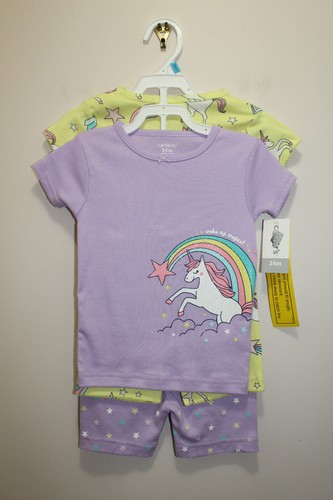 CARTER'S GIRLS PAJAMA SET COMBO 4 PCS UNICORN RAINBOW LAVENDER YELLOW 24M 3T 5 - Picture 7 of 18