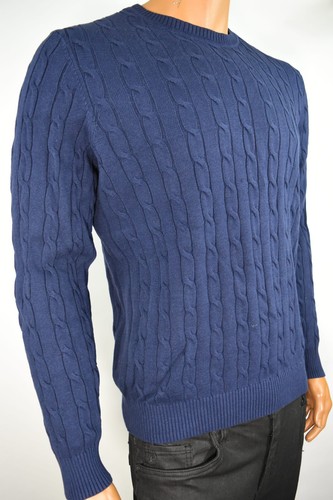 Club Room Mens Sweater New L Blue Cable Knit Crew Neck Long Sleeve - Picture 4 of 5