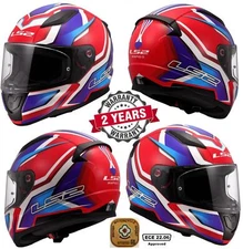 LS2 FF353 RAPID II ECE2206 FULL FACE MOTORBIKE HELMET FLITZ GLOSS WHITE RED BLUE