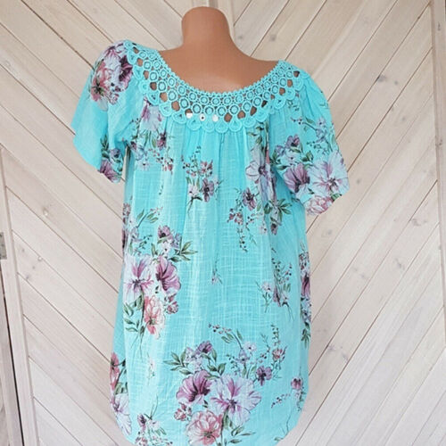 T-shirt donna manica corta tunica maglietta blusa top floreale estate sciolta casual - Foto 9 di 19