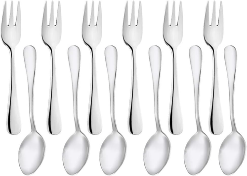 Snamonkia Small Appetizer Forks and Demitasse Spoons Stainless Steel Set of 12,  - Picture 10 of 12