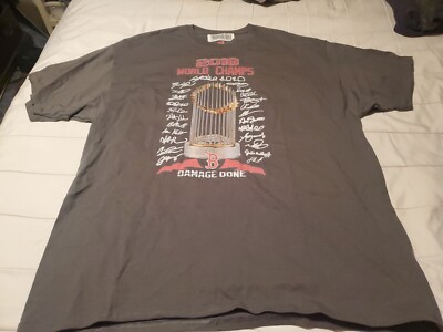 Hanes Boston Red Sox Damage Done 2018 World Series Champs Roster T Shirt MLB 2XL