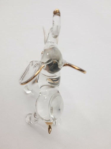 Hand Blown Glass Elephant Figurine Standing on Ball Gold Accents - Picture 6 of 7