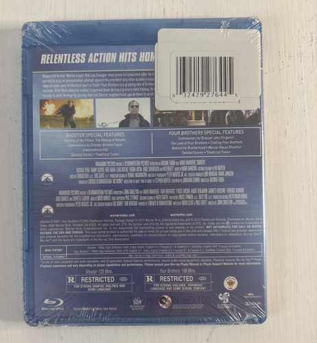 Mark Wahlberg Double Feature- BLU-RAY Shooter/Four Brothers New Sealed - Foto 2 di 4
