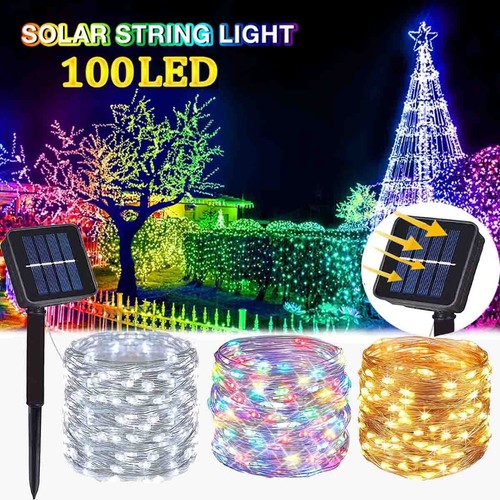 33ft Outdoor 100 LED Solar String Lights Garden Party Decorative String Lights - Bild 1 von 31