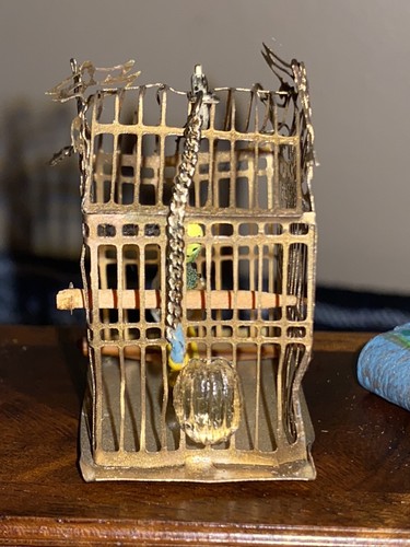 Vintage IGMA Artisan BARB & LEW KUMMEROW casa delle bambole gabbia per uccelli in miniatura con uccellini - Foto 4 di 11