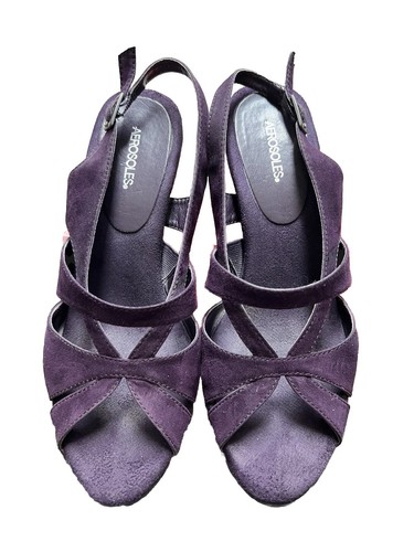 AEROSOLES | Eventide Heel Purple Suede Sling Back Shoes Women's 7.5 M - Picture 12 of 13
