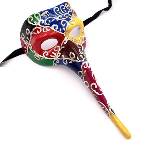 Long Nose Mask Harlequin Venetian Masquerade Halloween Jester Fancy Dress Unisex - Picture 1 of 5