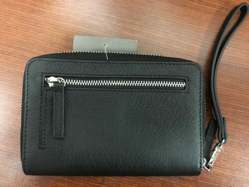 NEW Restoration Hardware Pebble Leather Zip Clutch or Slim Iphone Wallet Black - Picture 2 of 14