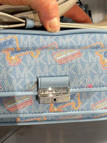 Michael Kors Bradshaw Women XS Embellished Logo Camera Crossbody Bag Blue Purse - Picture 9 of 12