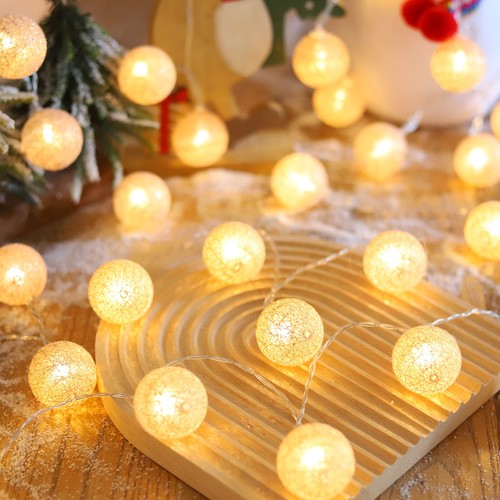 10/20 LED Cotton String Lights Ball Fairy Light Indoor Party Wedding Christmas - Picture 10 of 28