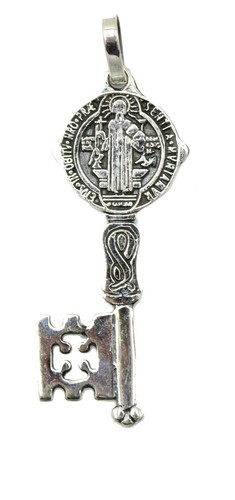 San Benito Schlüssel Anhänger .925 Sterling Silber Anhänger - St. Benedikt Schlüssel Silber - Bild 4 von 6