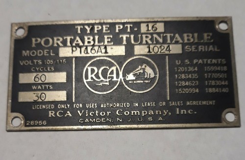 VINTAGE RCA PLATTENSPIELER Typ Point 16 Modell PT16A1